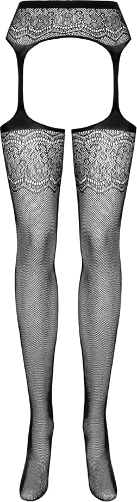 Obsessive S207 calze rete con reggicalze nero ricamato