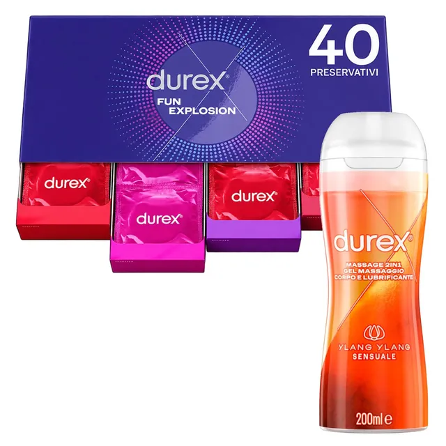 Durex Fun Explosion preservativi 40 pz + lubrificante 200 ml