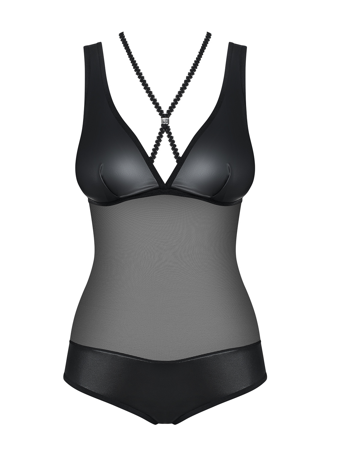 Obsessive Leatheria body sexy nero effetto bagnato