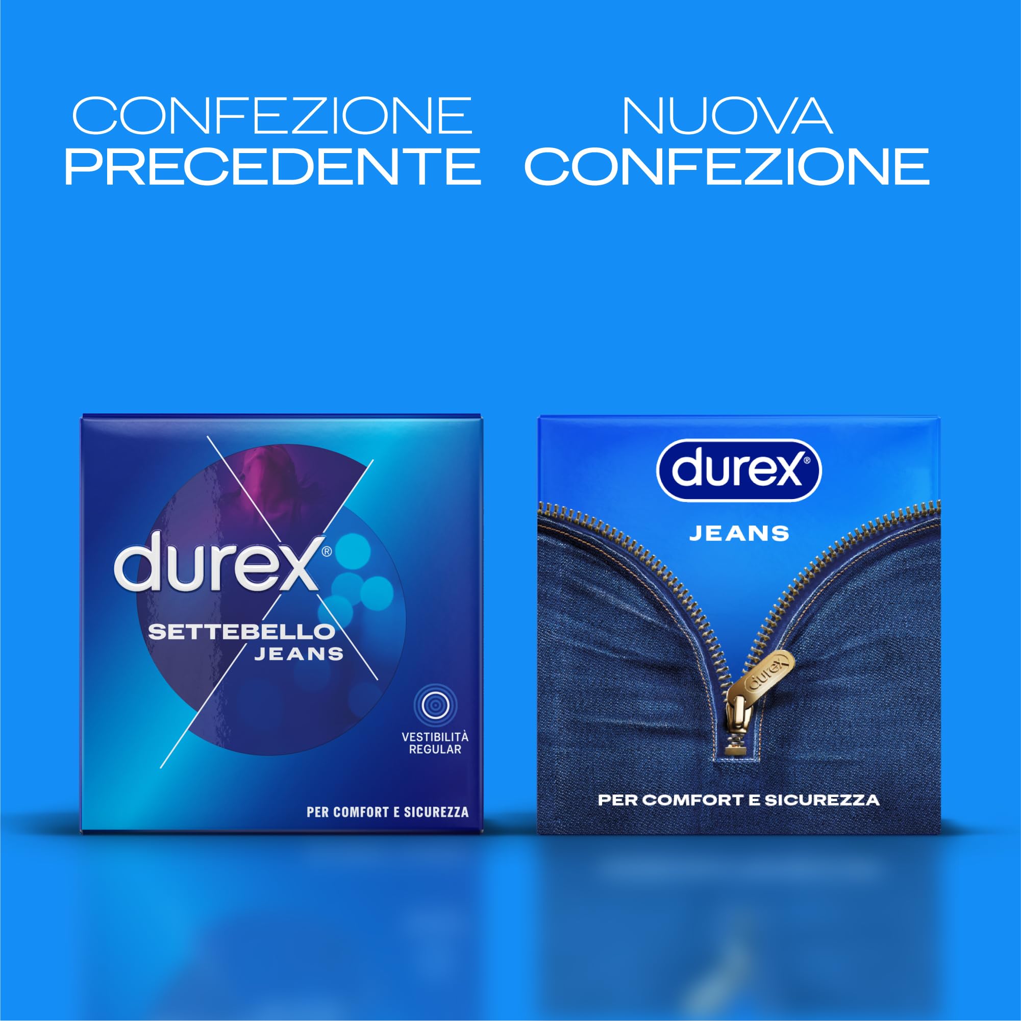 Durex Settebello Jeans preservativi 52.5 mm 3 pezzi aderenti