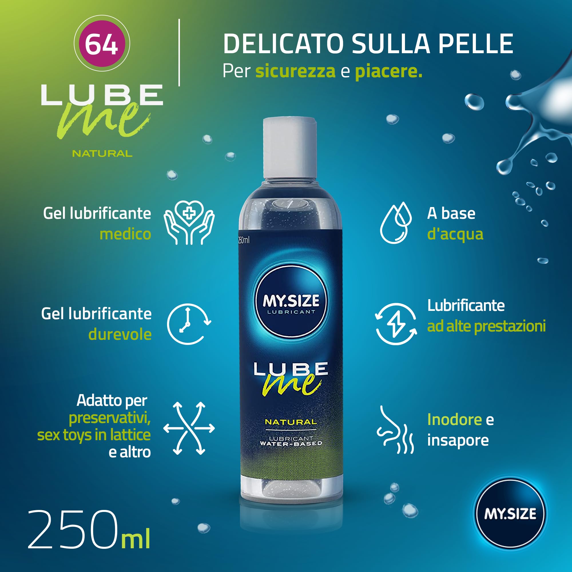 MY.SIZE PRO preservativi 64 mm 36 pz + lubrificante set