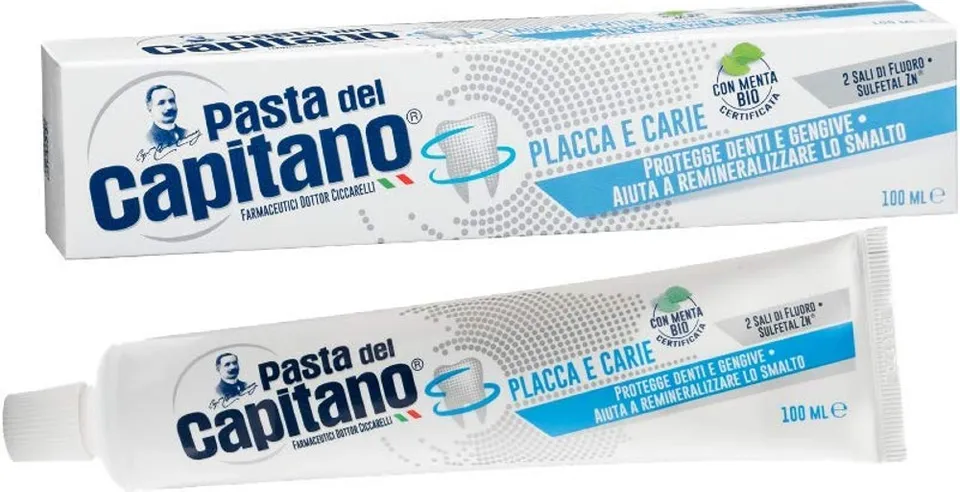 Pasta del Capitano Placca e Carie dentifricio tubetto antiplacca
