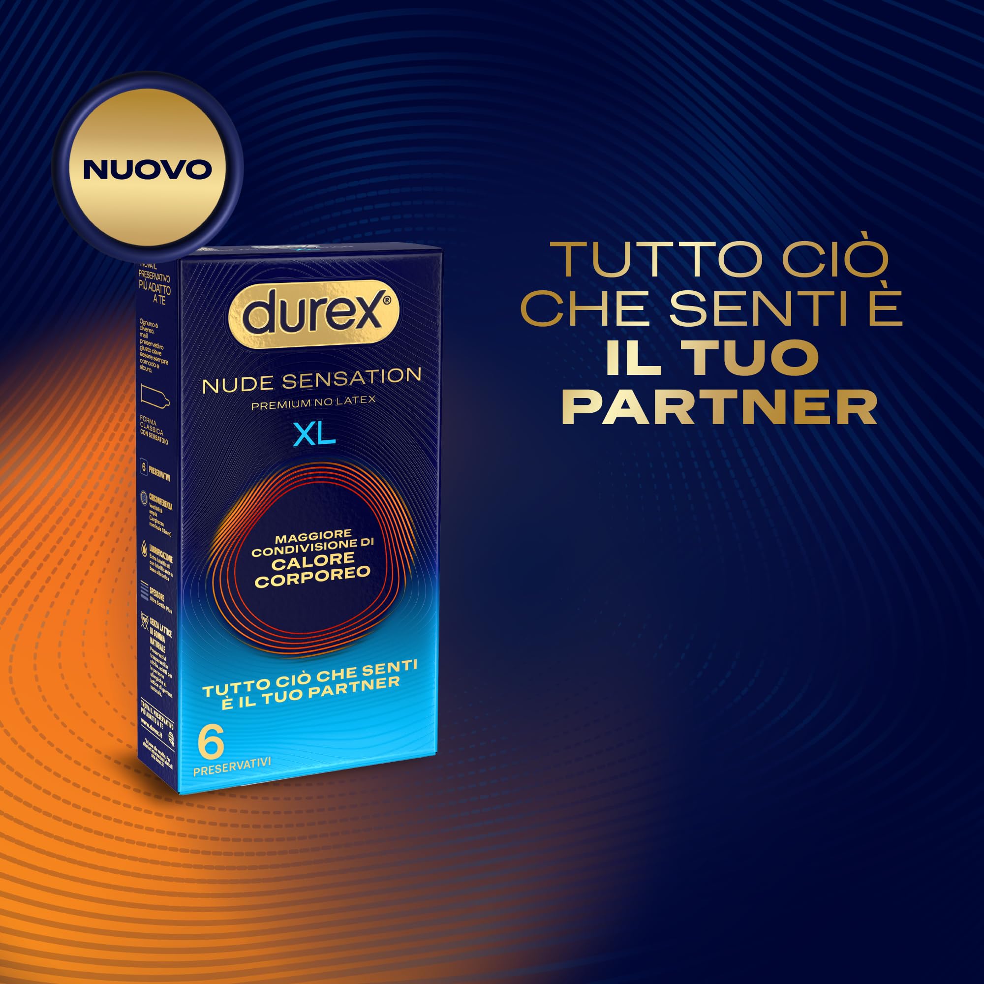 Durex Nude Sensation XL preservativi nitrile 18 pezzi + gel