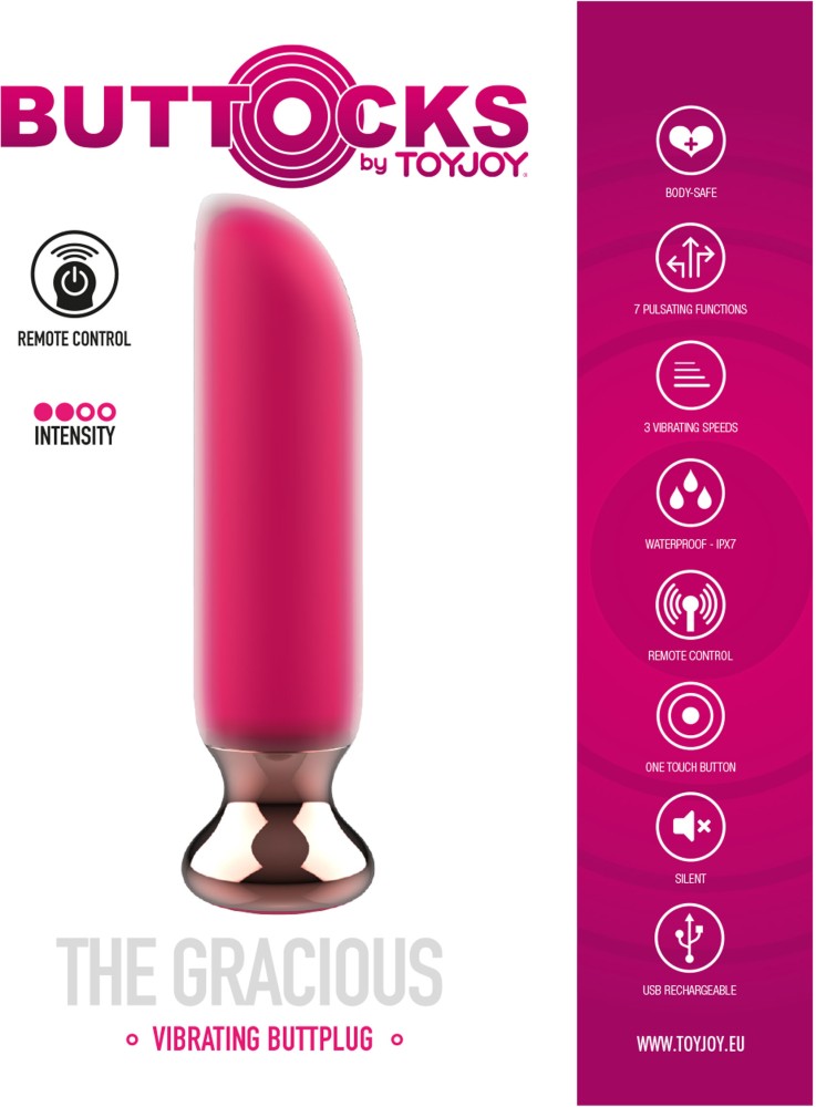 ToyJoy Buttocks The Gracious plug anale vibrante fucsia telecomando