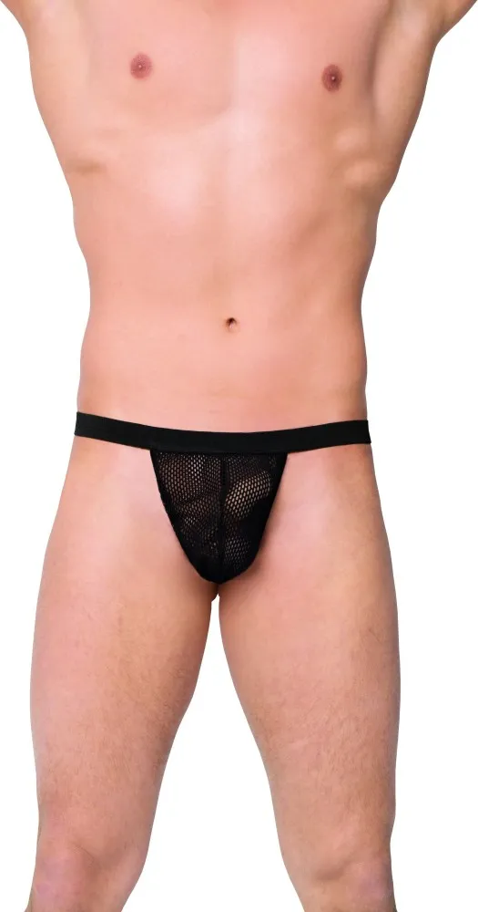 Softline Thong 4402 perizoma uomo microrete nero vedo non vedo