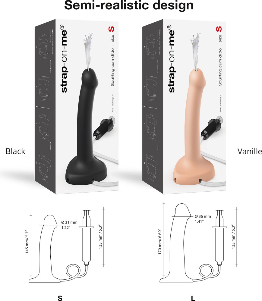 Strap-on-me Squirting Cum dildo semirealistico Nero S eiaculante