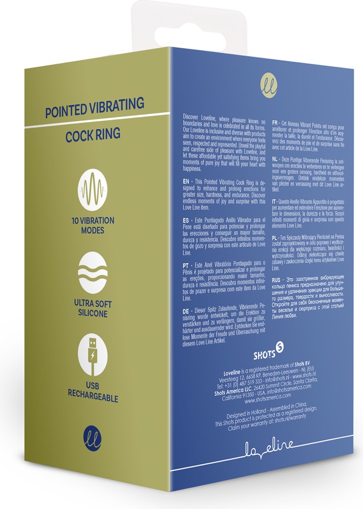 Loveline Pointed Vibrating Cock Ring anello vibrante USB