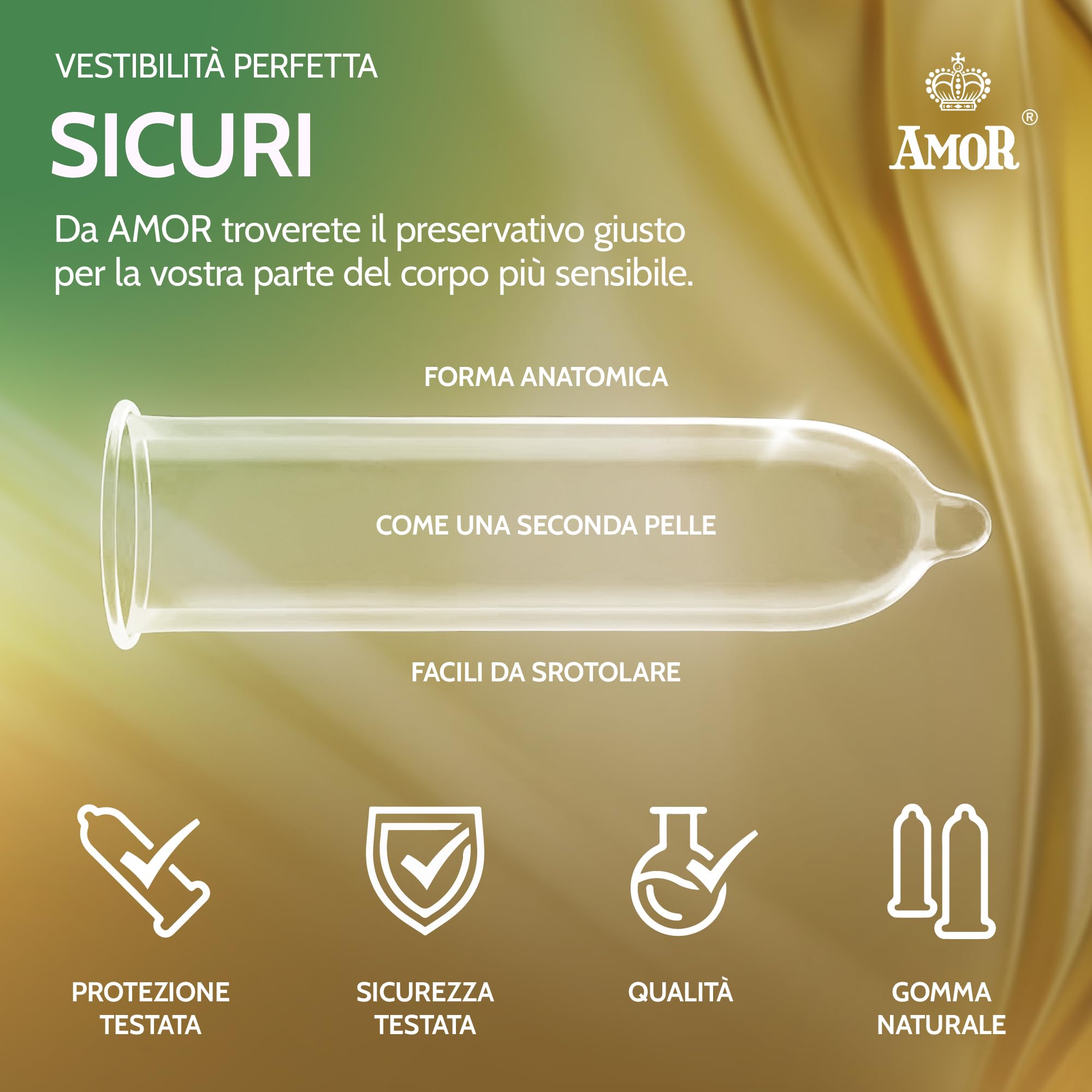 AMOR Nature 57 mm preservativi 100 pezzi trasparenti