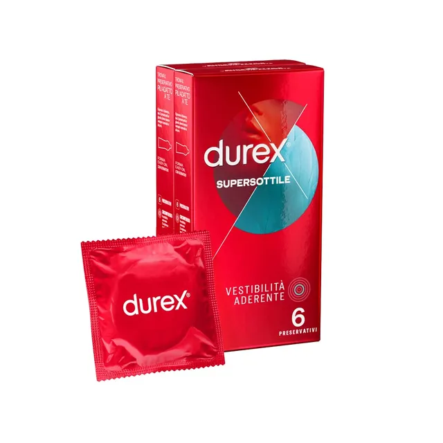 Durex Supersottile Vestibilità Aderente preservativi 12 pz 52,5 mm