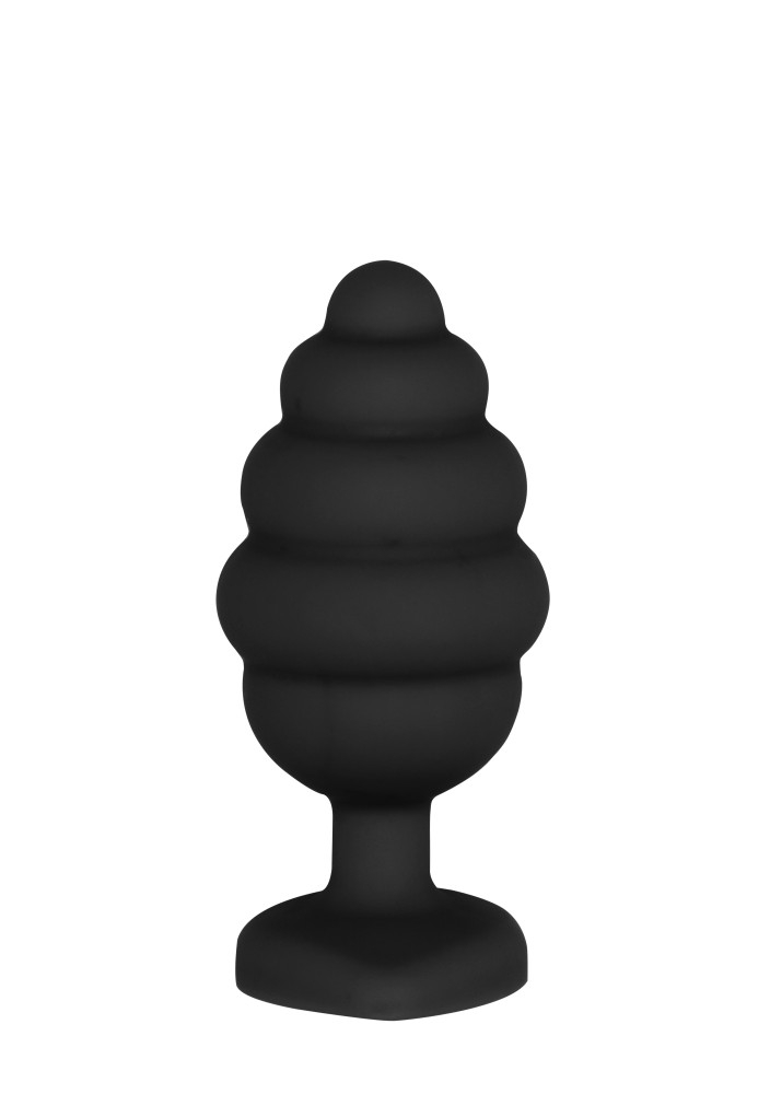 Ouch! Regular Ribbed Diamond Heart plug anale nero silicone