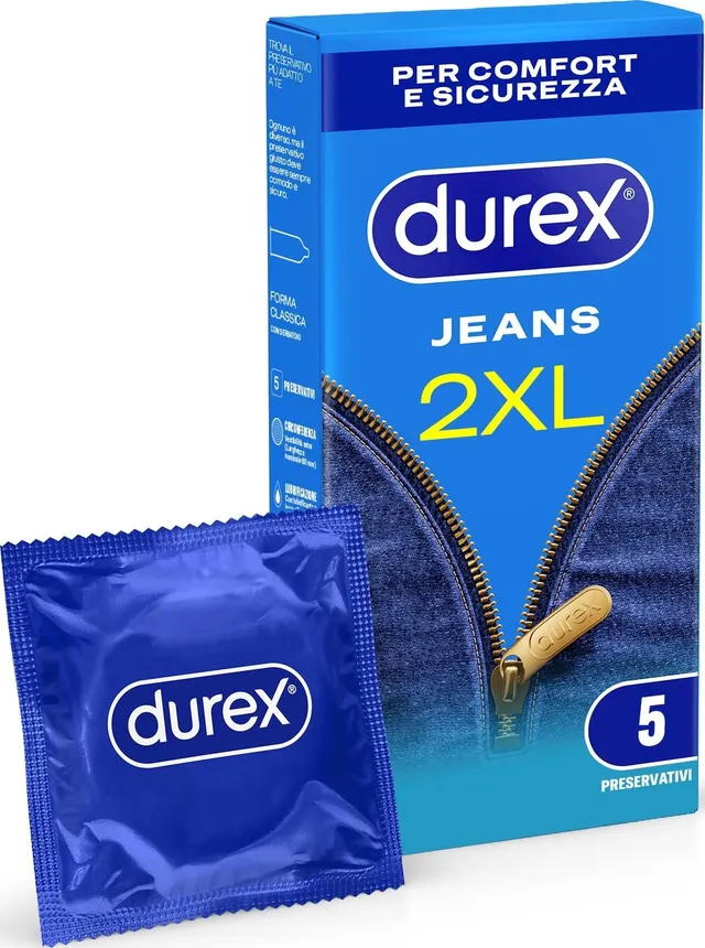 Durex Settebello 2XL preservativi XL 5 pezzi da 60 mm