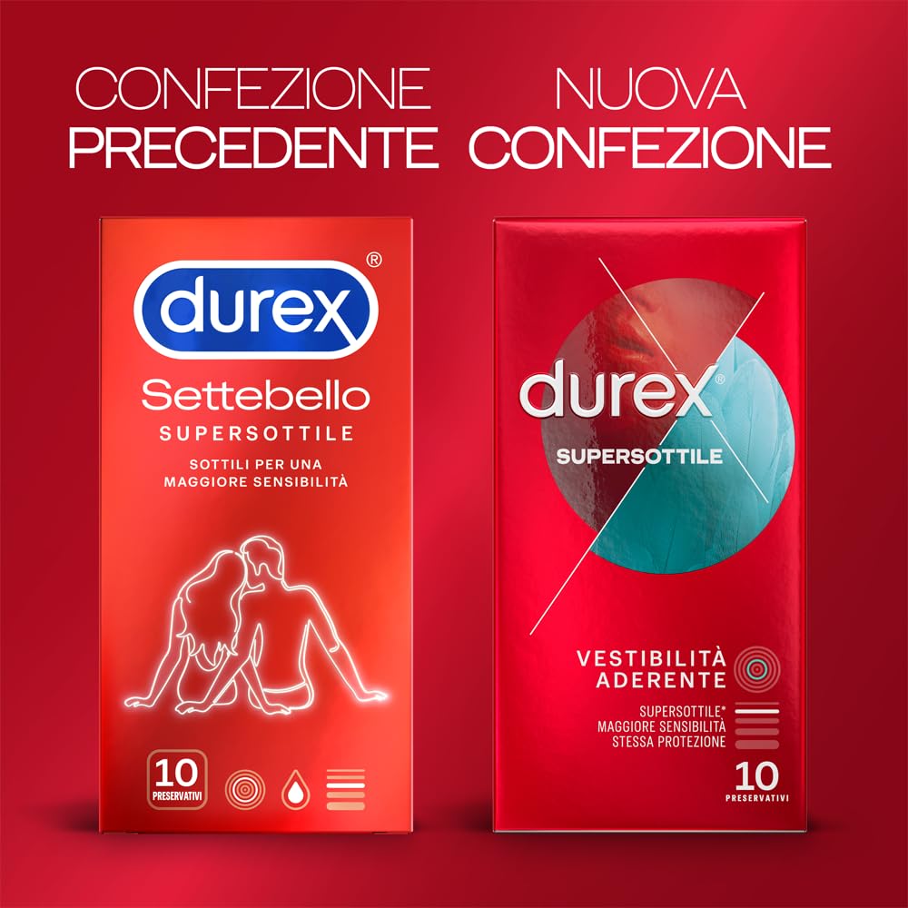 Durex Supersottile Aderente preservativi 20 pezzi misura 52,5 mm