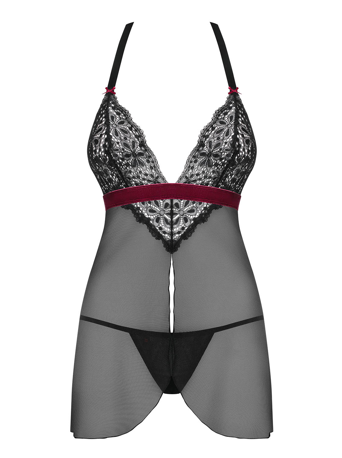 Obsessive Rossita babydoll nero con perizoma