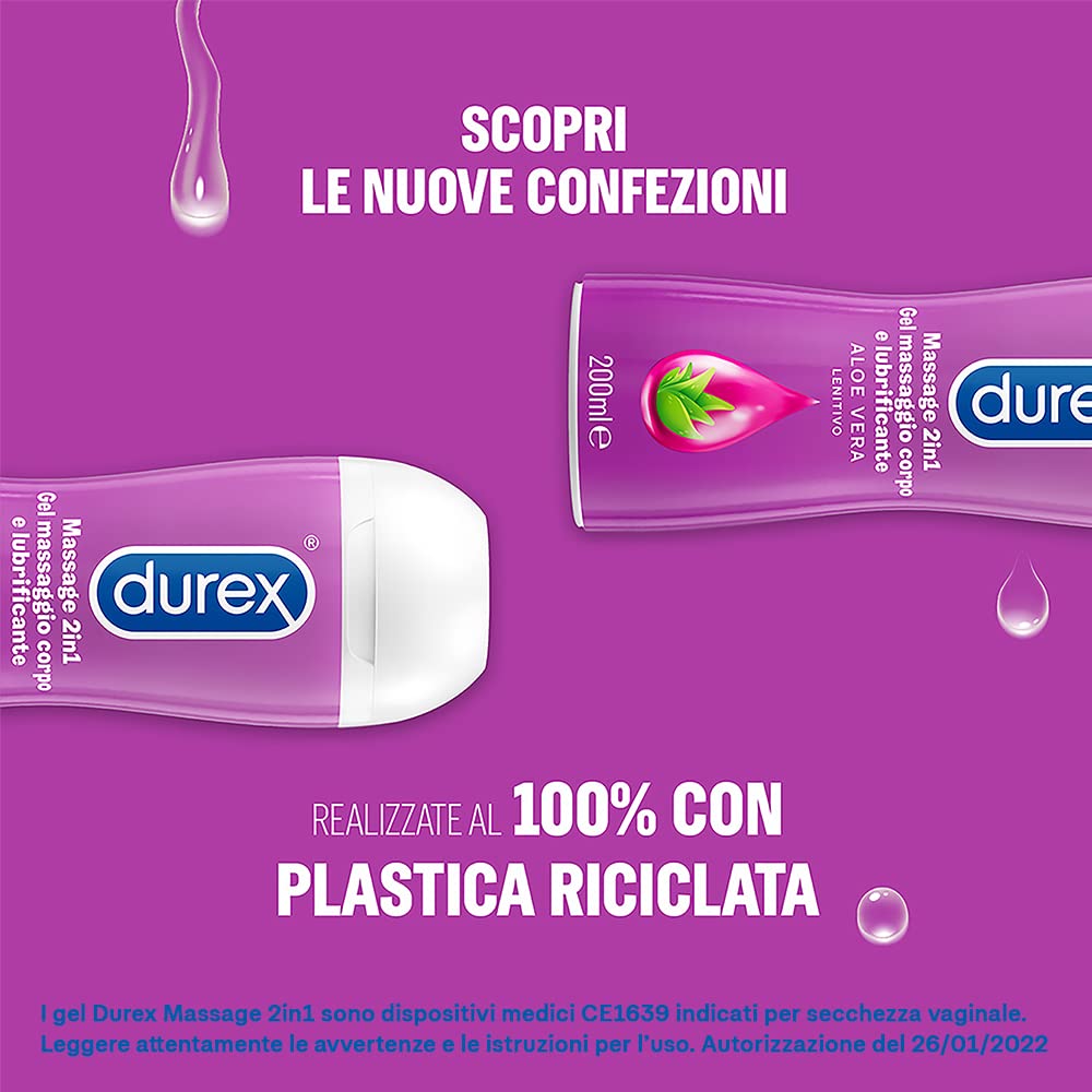 Durex Massage 2 in 1 gel massaggio e lubrificante 2x200 ml