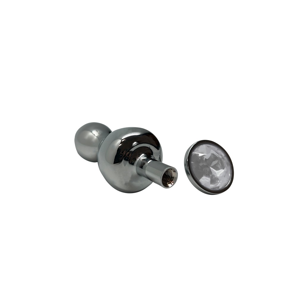 Wooomy Lollypop plug anale metallo bianco con gioiello