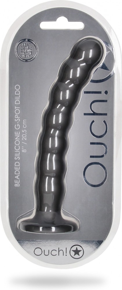 Ouch! Beaded G-Spot Dildo 8" grigio silicone con ventosa