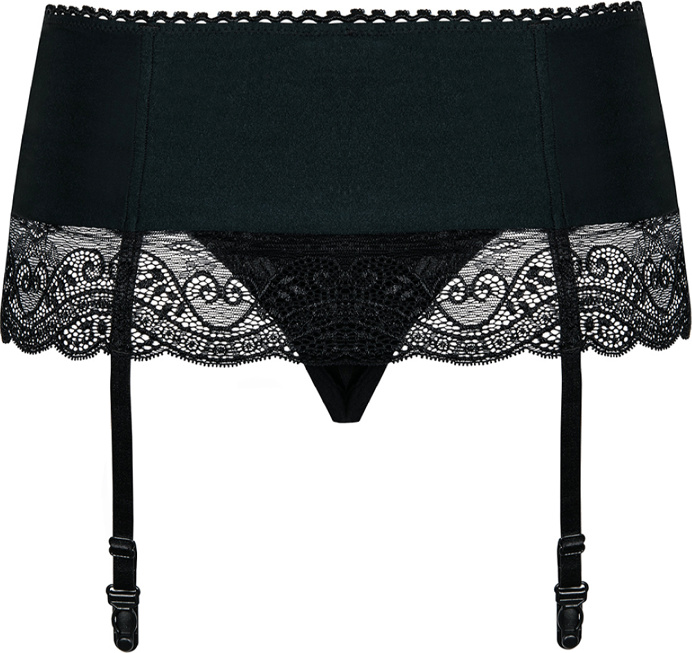 Obsessive Miamor reggicalze e perizoma nero pizzo