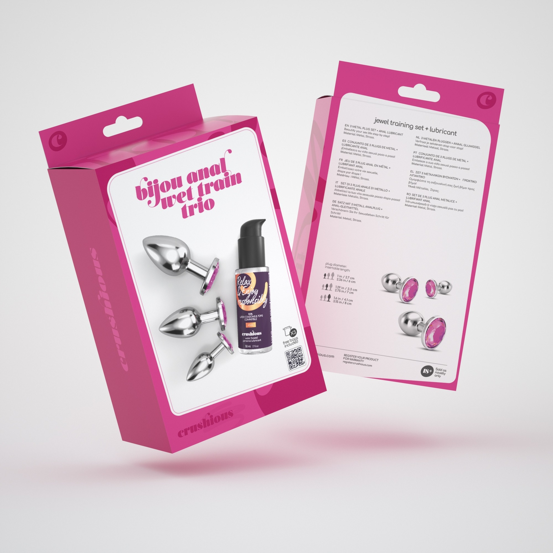 Crushious Bijou Wet Train Trio plug anali metallo 3 pz