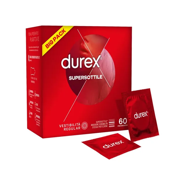 Durex SuperSottile preservativi sottili 56 mm 60 pezzi sensibili