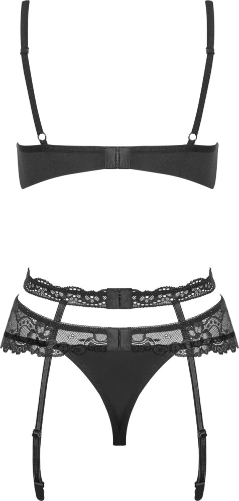 Obsessive Heartina completino intimo nero 3 pezzi pizzo