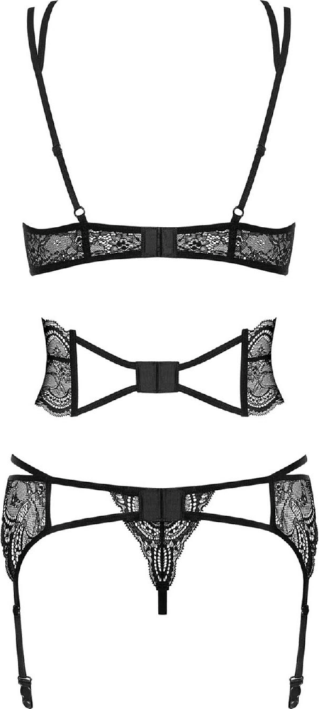Obsessive Frivolla Set completino intimo nero 4 pezzi