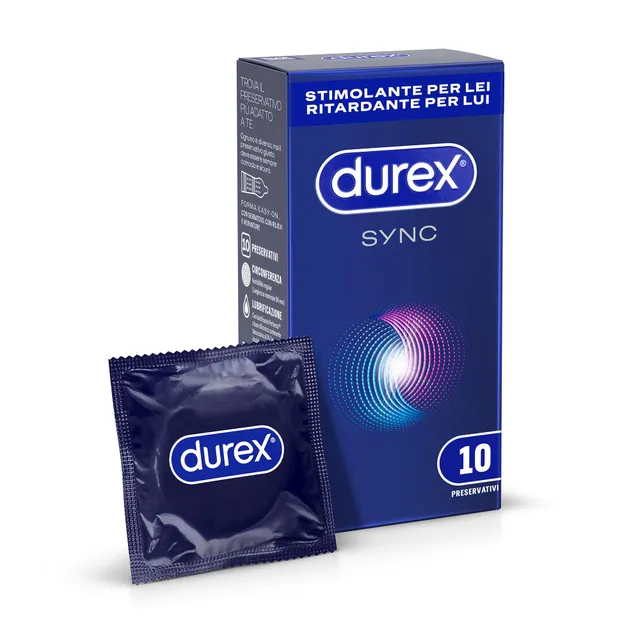 Durex Sync Ribbed Delay preservativi 10 pezzi ritardanti