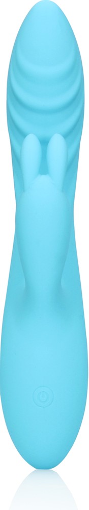 Loveline Ribbed Ultra Soft vibratore rabbit silicone azzurro