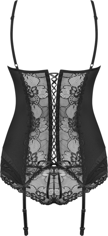 Obsessive Heartina Guepiere Corsetto Pizzo Nero con Slip