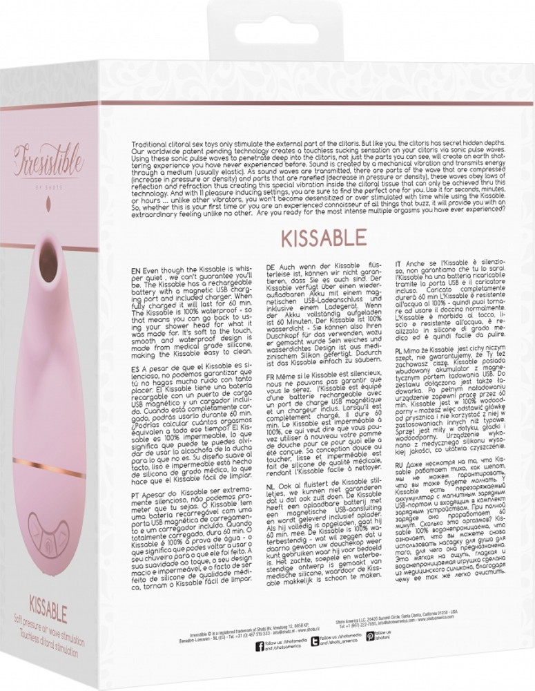 Irresistible Kissable succhiaclitoride rosa ricaricabile