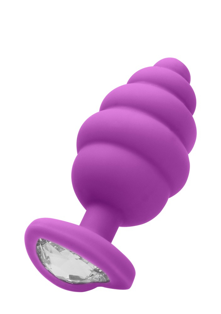 Ouch! Diamond Heart Large plug anale silicone nero costoluto