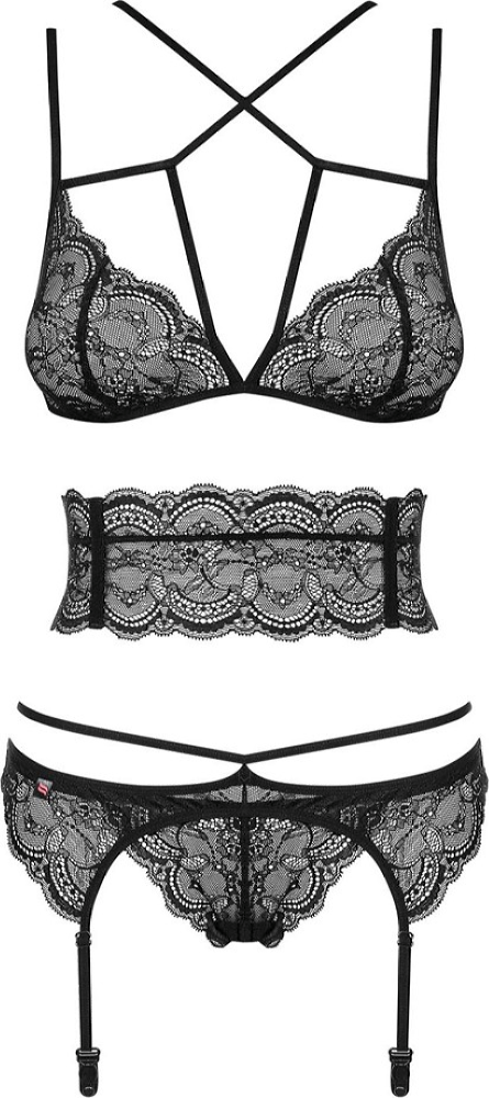 Obsessive Frivolla Set completino intimo nero 4 pezzi