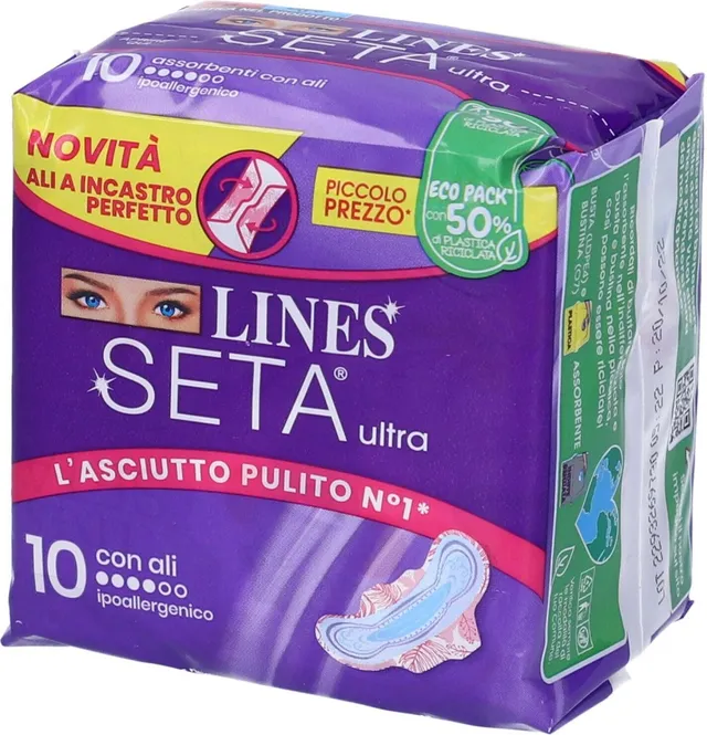 Lines Seta Ultra assorbenti con ali 10 pezzi