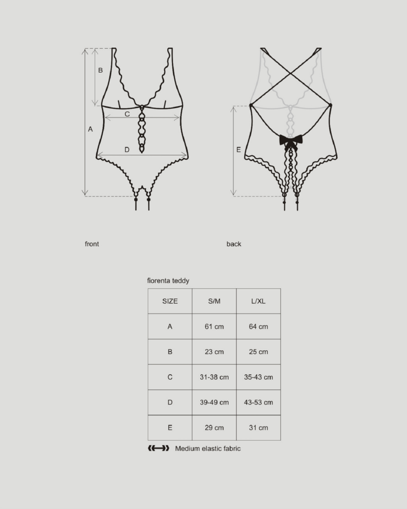 Obsessive Fiorenta Teddy body sexy nero cavallo aperto