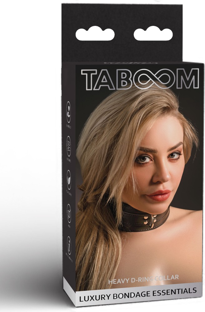 Taboom Heavy D-Ring Collar collare bondage ecopelle nero