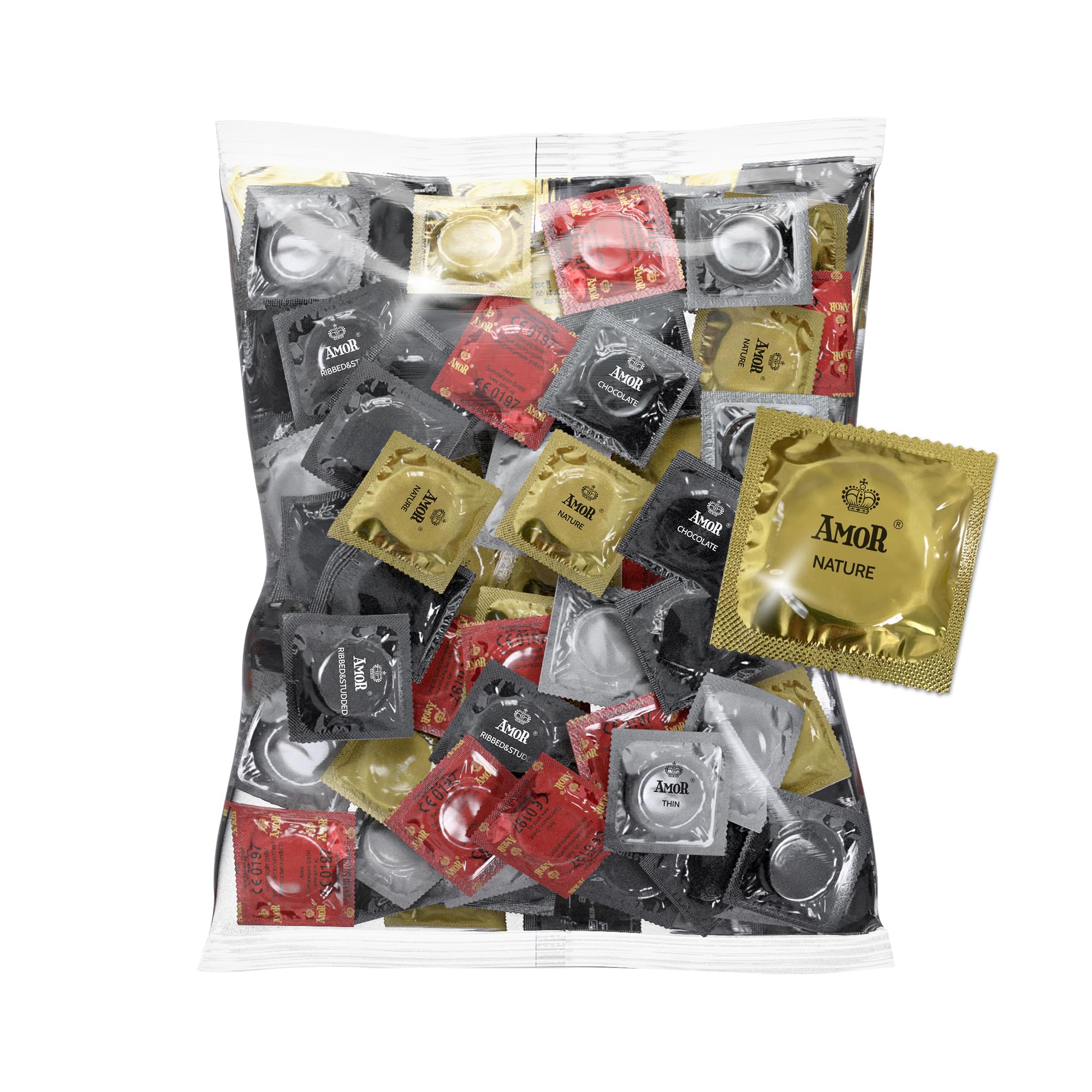 AMOR Nature 57 mm preservativi 100 pezzi trasparenti