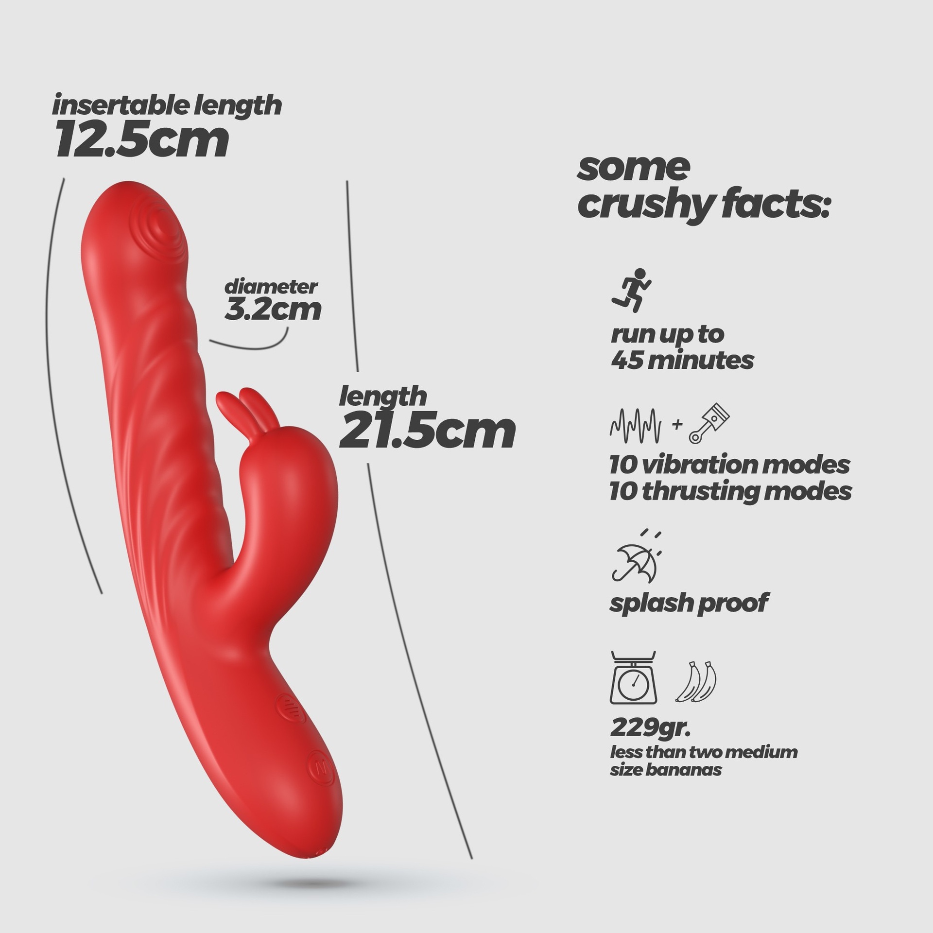 Crushious Lapin vibratore rabbit rosso silicone