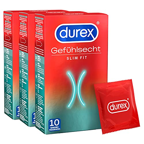 Durex Slim Fit preservativi 30 pz aderenti sottili 52,5 mm