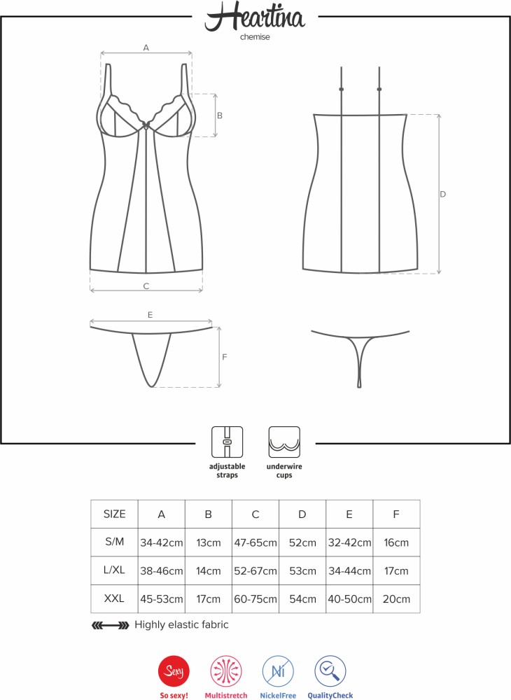 Obsessive Heartina Chemise rossa babydoll pizzo con perizoma
