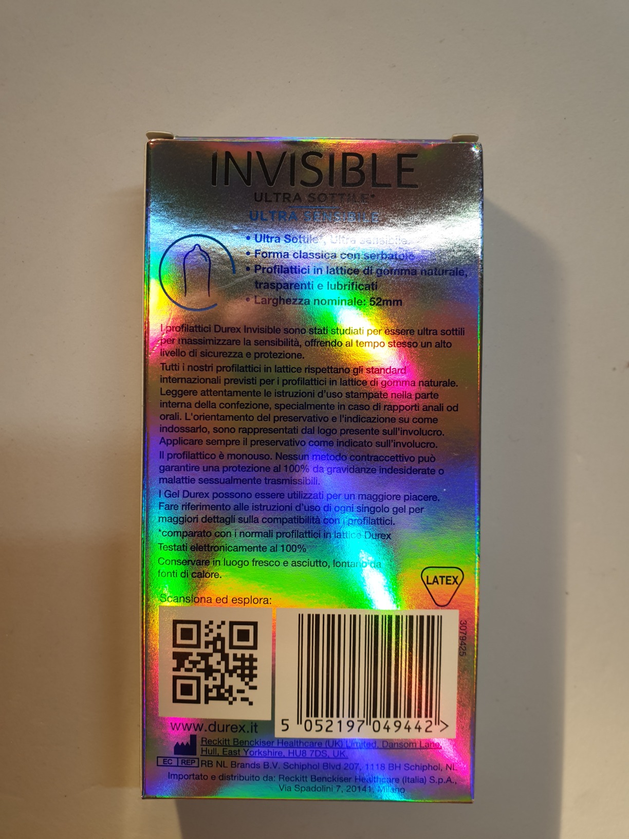 Durex Invisible preservativi ultrasottili 24 pezzi 52 mm