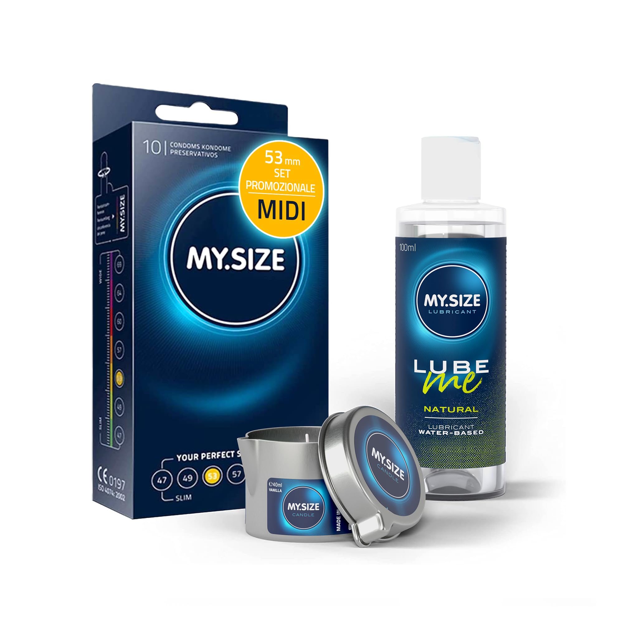 MY.SIZE PRO MIDI set preservativi 60 mm 10 pezzi base acqua