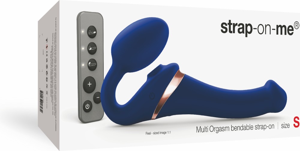 Strap-on-me Multi Orgasm Bendable strap-on blu S succhiaclitoride