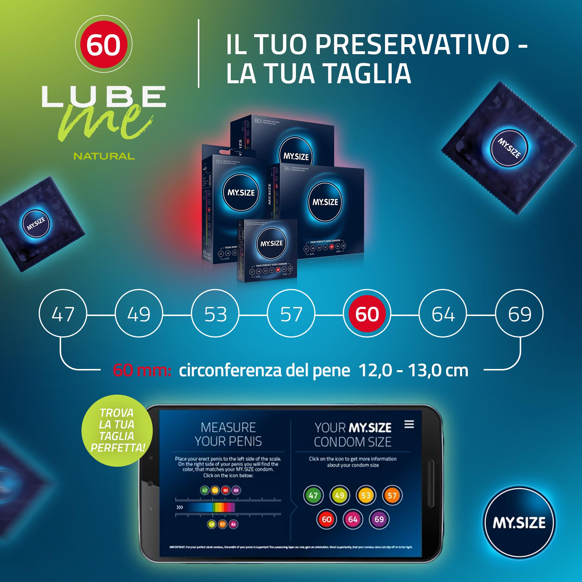 MY.SIZE PRO preservativi 60 mm 36 pz + lubrificante set