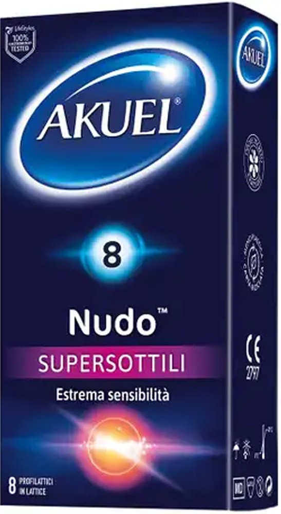 Akuel Nudo preservativi sottili 8 pezzi anatomici