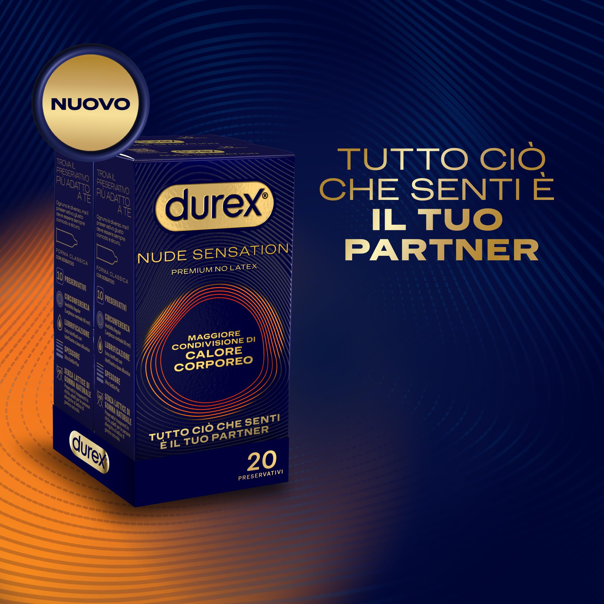 Durex Nude Sensation preservativi 20 pz senza lattice sottili