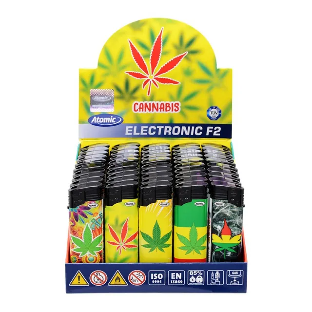 Atomic Flat F2 Cannabis accendini ricaricabili box 50
