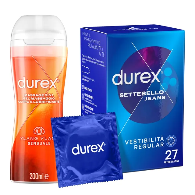Durex Play Massage 2in1 Ylang 200ml + Jeans 27 profilattici