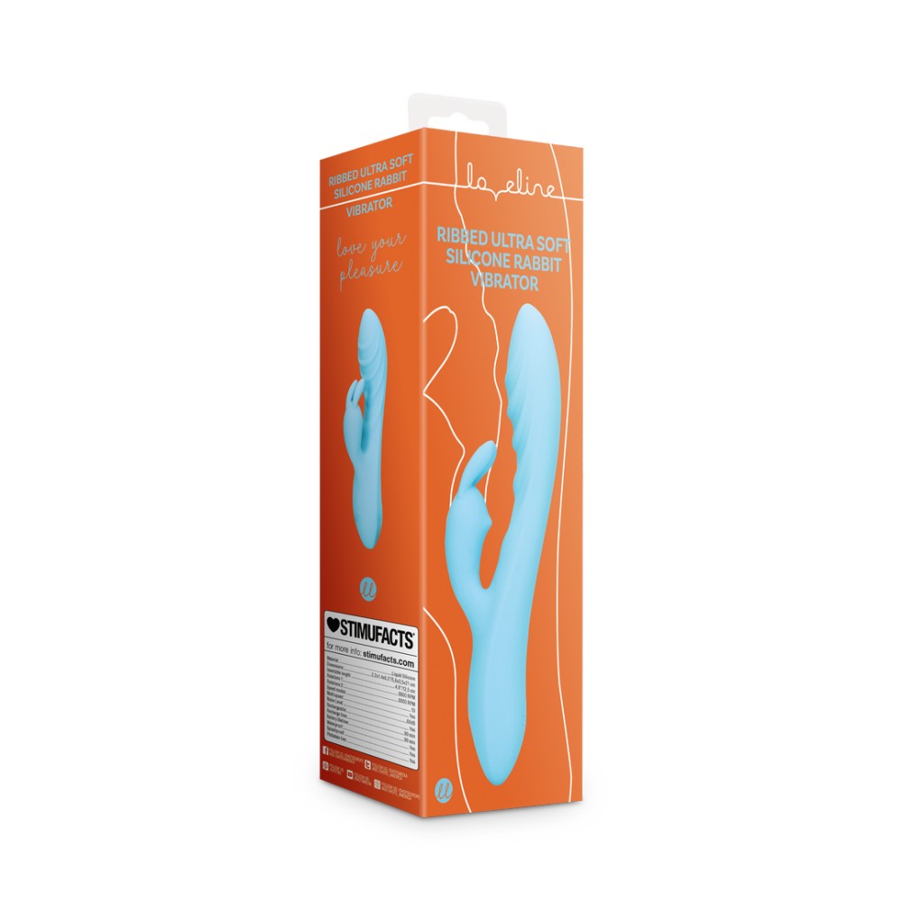 Loveline Ribbed Ultra Soft vibratore rabbit silicone azzurro