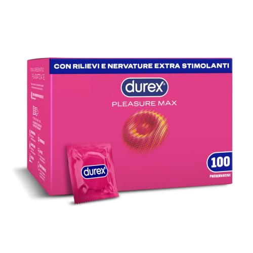 Durex Pleasuremax Preservativi 100 Pezzi con Rilievi
