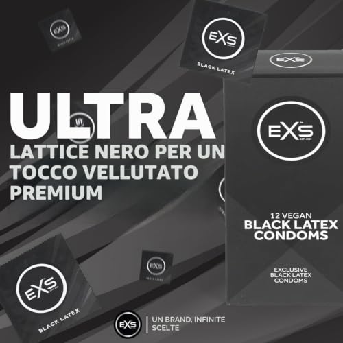 EXS Black Latex preservativi neri 12 pezzi vegan