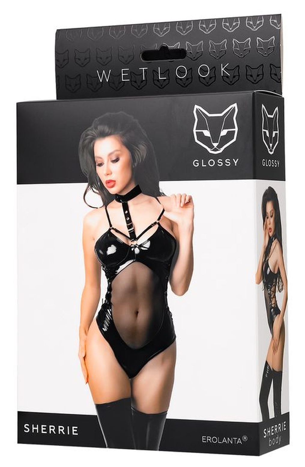 Glossy Sherrie body sexy nero wet look con choker